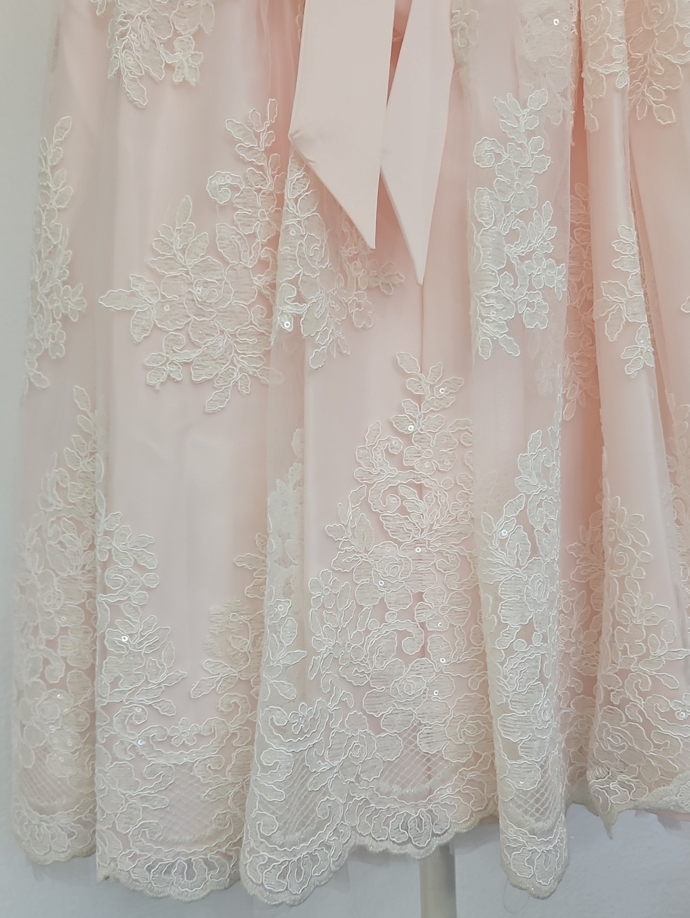 American Princess Light Pink Lace & Pearl Waist Formal Dress - Picture 6 of 7